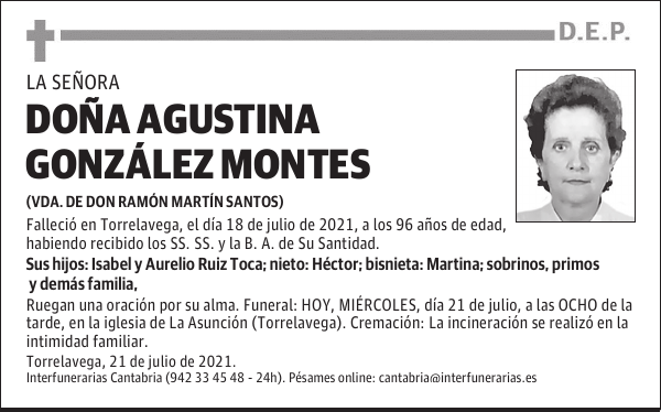 DOÑA AGUSTINA GONZÁLEZ MONTES