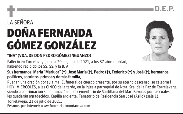 DOÑA FERNANDA GÓMEZ GONZÁLEZ