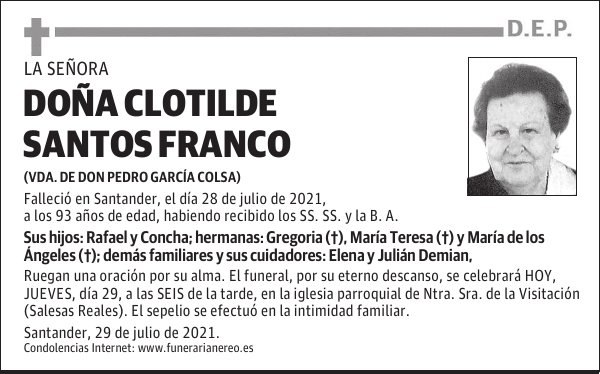 DOÑA CLOTILDE SANTOS FRANCO