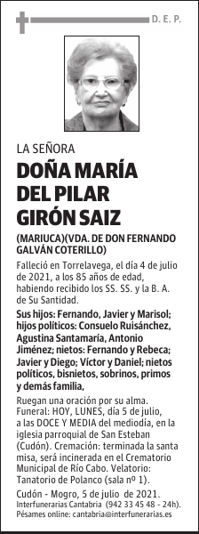 DOÑA MARÍA DEL PILAR GIRÓN SAIZ