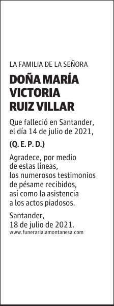 DOÑA MARÍA VICTORIA RUIZ VILLAR