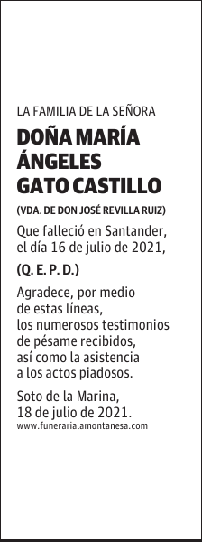 DOÑA MARÍA ÁNGELES GATO CASTILLO