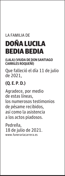 DOÑA LUCILA BEDIA BEDIA