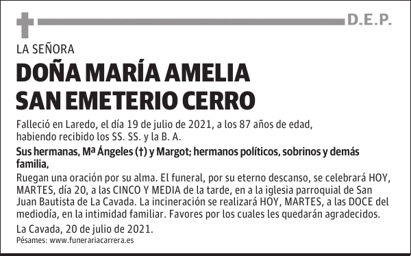 DOÑA MARÍA AMELIA SAN EMETERIO CERRO