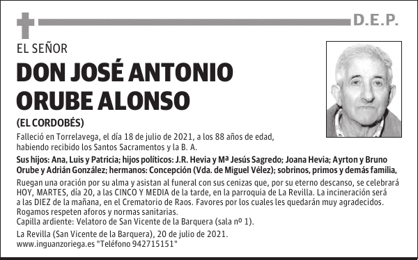 DON JOSÉ ANTONIO ORUBE ALONSO