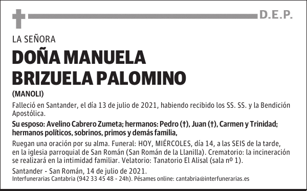 DOÑA MANUELA BRIZUELA PALOMINO