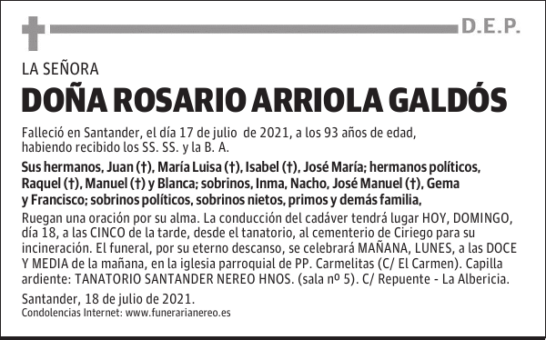DOÑA ROSARIO ARRIOLA GALDÓS
