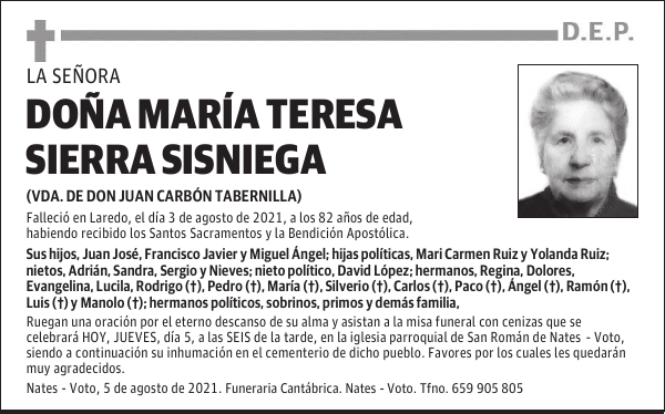 DOÑA MARÍA TERESA SIERRA SISNIEGA