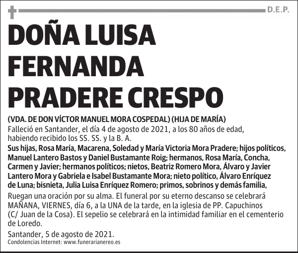 DOÑA LUISA FERNANDA PRADERE CRESPO