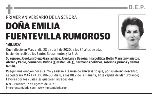 DOÑA EMILIA FUENTEVILLA RUMOROSO
