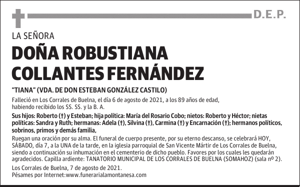 DOÑA ROBUSTIANA COLLANTES FERNÁNDEZ