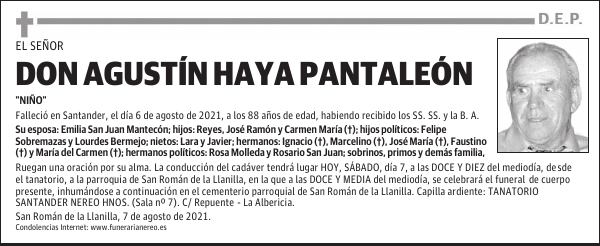 DON AGUSTÍN HAYA PANTALEÓN