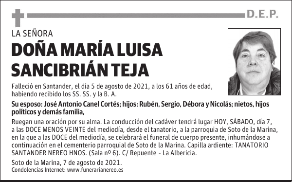 DOÑA MARÍA LUISA SANCIBRIÁN TEJA