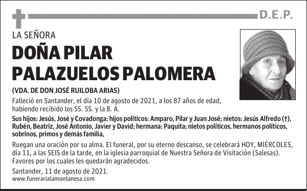 DOÑA PILAR PALAZUELOS PALOMERA