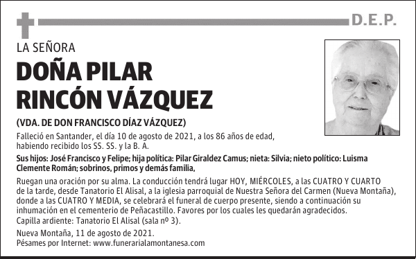 DOÑA PILAR RINCÓN VÁZQUEZ