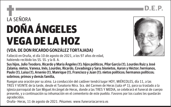 DOÑA ÁNGELES VEGA DE LA HOZ