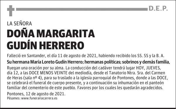 DOÑA MARGARITA GUDÍN HERRERO