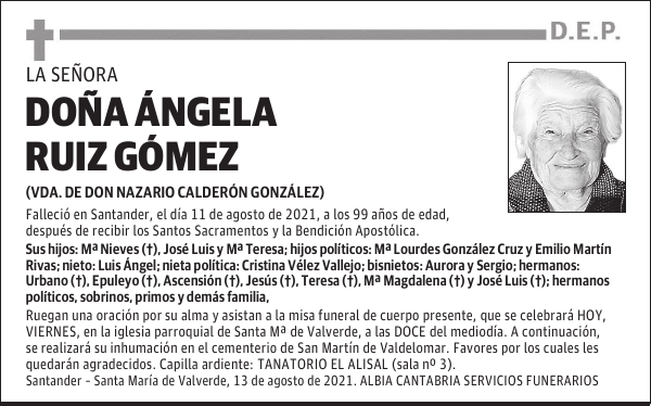 DOÑA ÁNGELA RUIZ GÓMEZ
