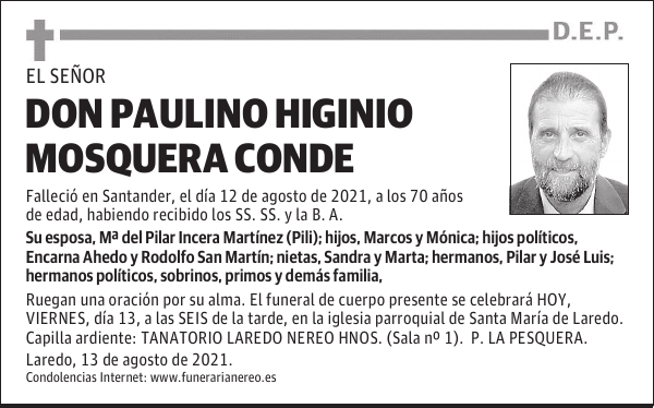 DON PAULINO HIGINIO MOSQUERA CONDE