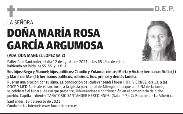 DOÑA MARÍA ROSA GARCÍA ARGUMOSA