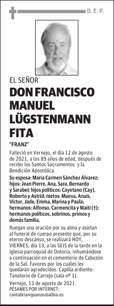 DON FRANCISCO MANUEL LÜGSTENMANN FITA
