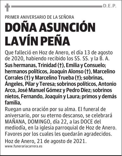 DOÑA ASUNCIÓN LAVÍN PEÑA