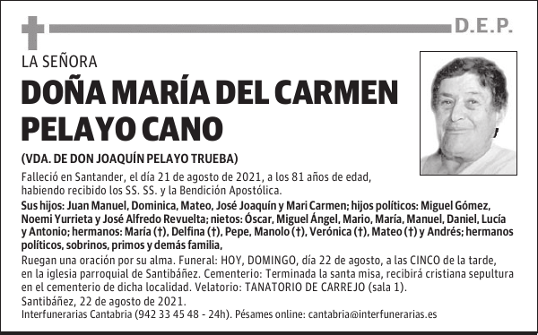 DOÑA MARÍA DEL CARMEN PELAYO CANO