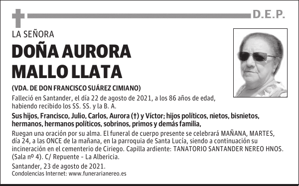 DOÑA AURORA MALLO LLATA