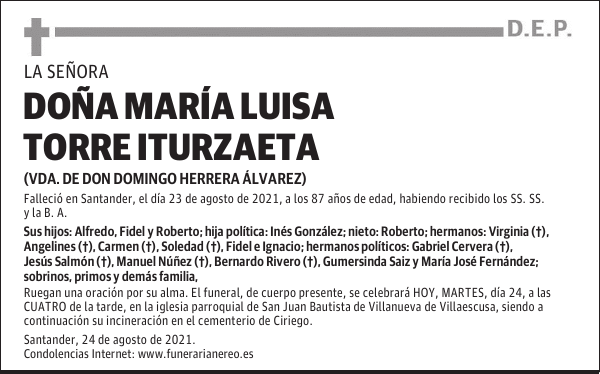 DOÑA MARÍA LUISA TORRE ITURZAETA