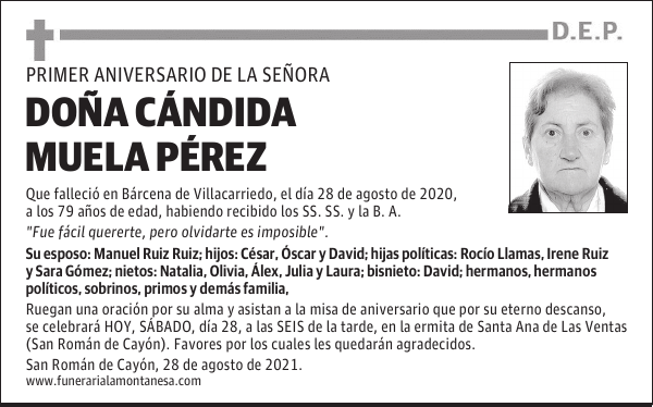 DOÑA CÁNDIDA MUELA PÉREZ