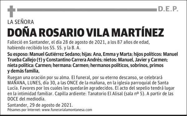 DOÑA ROSARIO VILA MARTÍNEZ