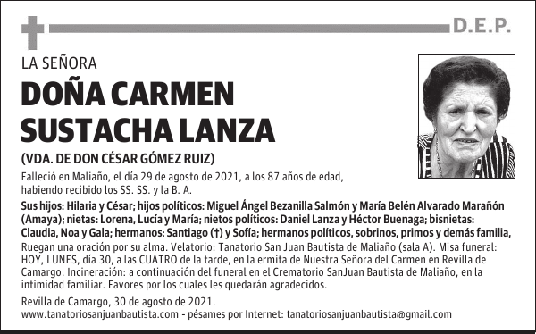 DOÑA CARMEN SUSTACHA LANZA