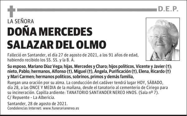 DOÑA MERCEDES SALAZAR DEL OLMO