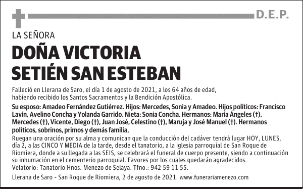 DOÑA VICTORIA SETIÉN SAN ESTEBAN