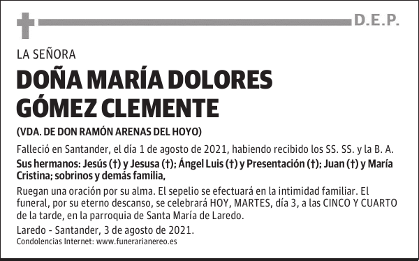 DOÑA MARÍA DOLORES GÓMEZ CLEMENTE