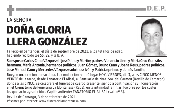 DOÑA GLORIA LLERA GONZÁLEZ