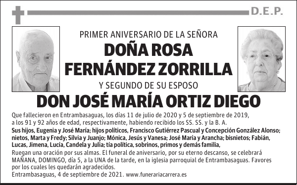 DOÑA ROSA FERNÁNDEZ ZORRILLA