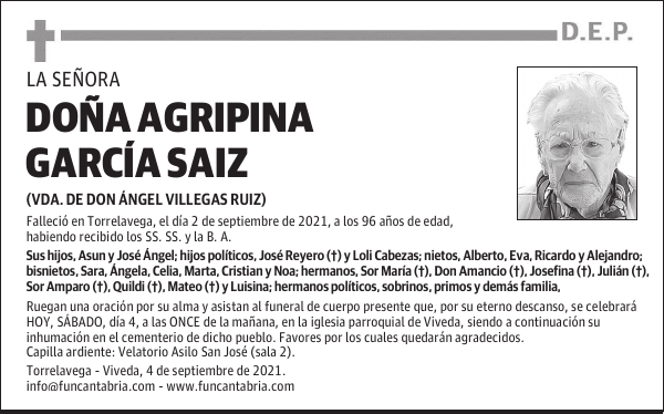 DOÑA AGRIPINA GARCÍA SAIZ