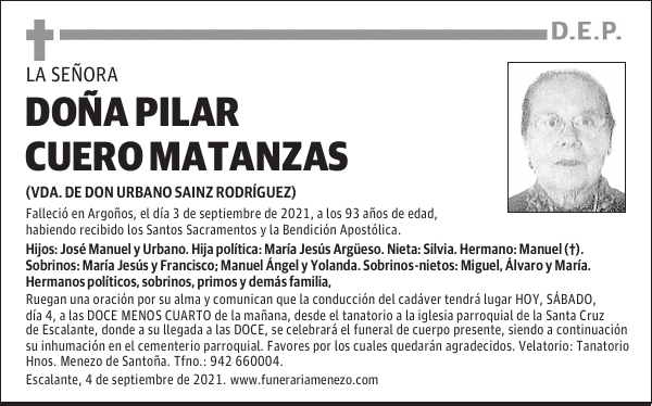 DOÑA PILAR CUERO MATANZAS