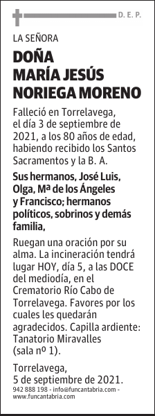 DOÑA MARÍA JESÚS NORIEGA MORENO