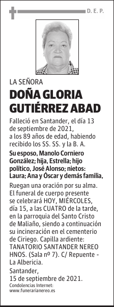 DOÑA GLORIA GUTIÉRREZ ABAD