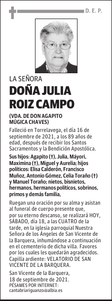 DOÑA JULIA ROIZ CAMPO