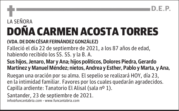 DOÑA CARMEN ACOSTA TORRES
