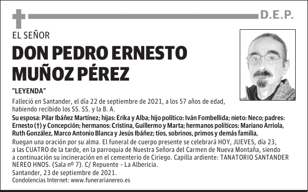 DON PEDRO ERNESTO MUÑOZ PÉREZ