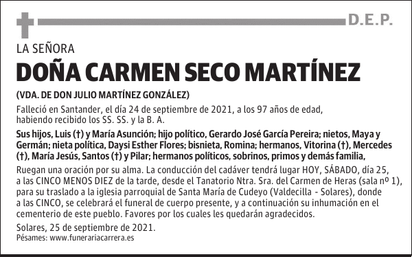 DOÑA CARMEN SECO MARTÍNEZ