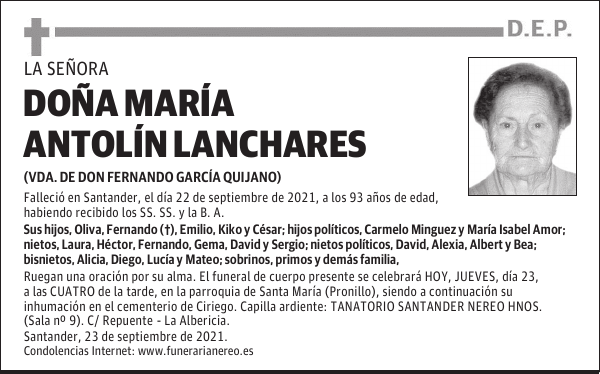 DOÑA MARÍA ANTOLÍN LANCHARES