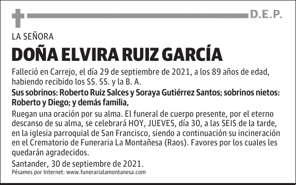 DOÑA ELVIRA RUIZ GARCÍA