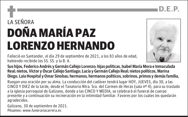 DOÑA MARÍA PAZ LORENZO HERNANDO
