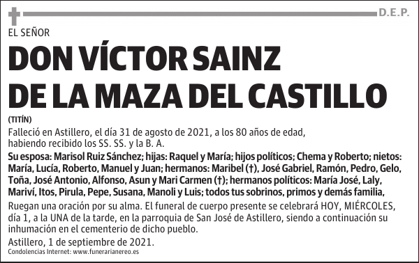 DON VÍCTOR SAINZ DE LA MAZA DEL CASTILLO