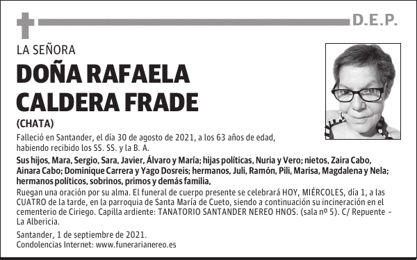 DOÑA RAFAELA CALDERA FRADE